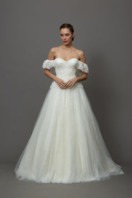 Görseli Galeri görüntüleyiciye yükleyin, a kesim gelinlik modeli dantel gelinlik modeli