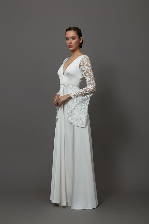 Akay nikah gelinlik modeli modern detaylarıyla düğün gelinliği